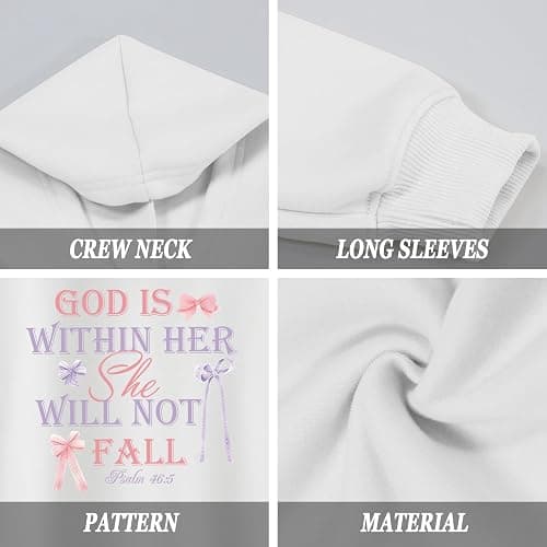 Zoemghc Girl's Christian Graphic Hoodie God is Within Her Hoodies for Kids Jesus Faith Religious Sweatshirts Pullover Tops thumbnail 7