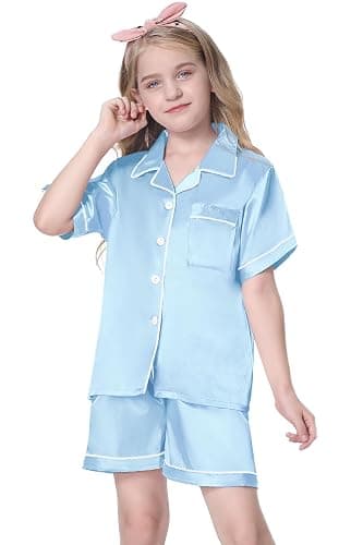 light blue silk pajamas thumbnail 2