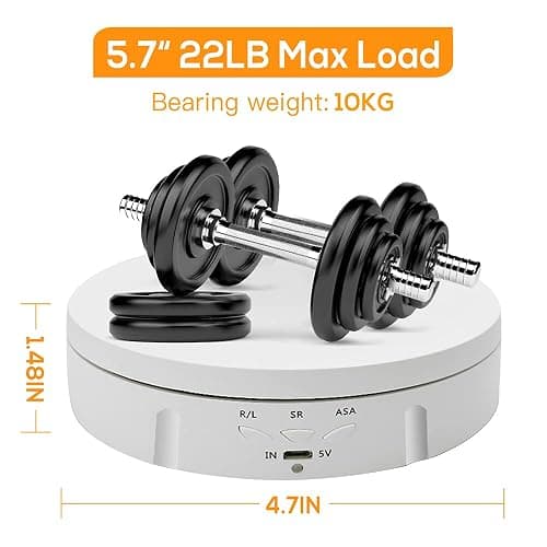 Motorized Photography Rotating Display Stand, 90/180/360 Degree photography turntable stand, Photography Turntable with 6 PVC Backgrounds for Product Photography Display, Jewelry, Watch, 3D Models thumbnail 5
