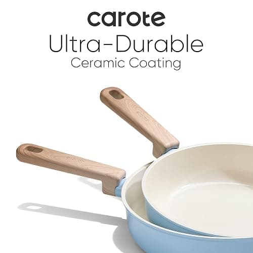 CAROTE 16pcs Ceramic Cookware Set, Pots and Pans Non Stick Kitchen Cookware Sets, Pots and Pans Set Cooking Set with Knife Set thumbnail 6