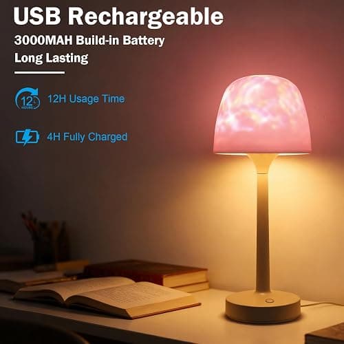 Waterproof Shower Lamp Cordless, Rechargeable Shower Light with 16 Color Ocean Wave Lights Projector, Rechargeable Bathroom Lamp with Touch & Remote Control,Spa-Like Mood Light for Bathtub/Shower thumbnail 8