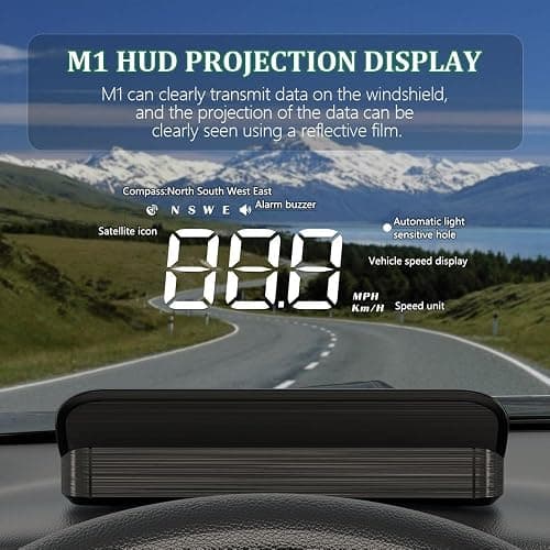 Liiiyuan M1 White Windshield Projection Heads Up Display, Digital GPS Speedometer with Speed, Travel Direction Function, and Overspeed Alarm, Fatigue Driving Alarm， Suitable for All Vehicles thumbnail 2