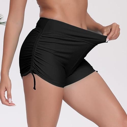 Halcurt Women's High Waisted Swim Board Shorts (Available in Plus) Tummy Control Side Drawstring Swimsuit Bottoms thumbnail 2