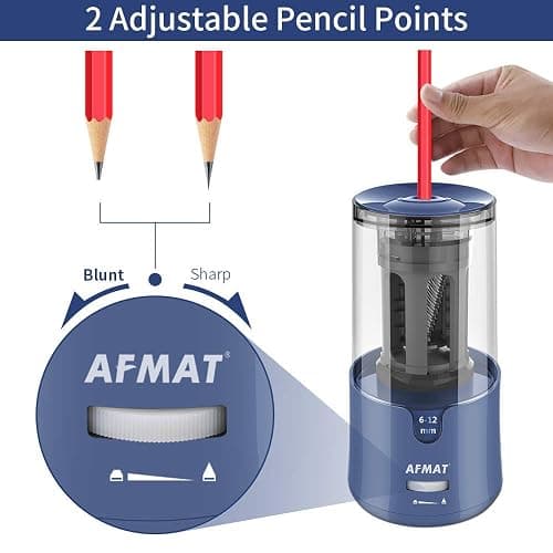 AFMAT Pencil Sharpener, Electric Pencil Sharpener for Colored Pencils, Auto Stop, Fast Sharpen in 3s, Large Hole Pencil Sharpeners Plug in for 6-12mm No.2/Jumbo Pencils PS93 thumbnail 6