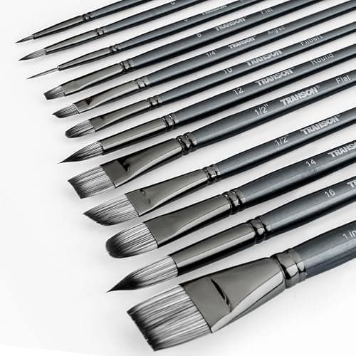 Transon Artist Paint Brush Set of 12 for Watercolor Acrylic Gouache Oil and Tempera Painting thumbnail 7