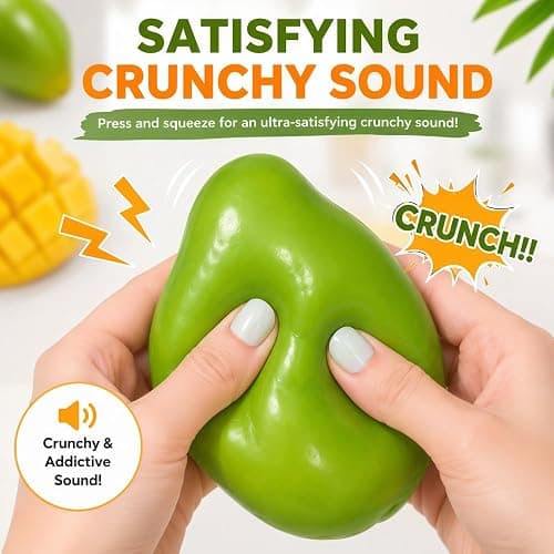 Crunchy Mango Squishy, Heat Activated Color Changing Mango Fidget Toy, Realistic Fruit Sensory ASMR Bead Filled, Chameleon Mango Stress Ball for Adults ，1 Pc thumbnail 3
