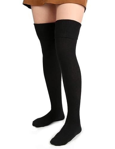 Women Thigh High Socks Extra Long Cotton Knit Warm Thick Tall Long Boot Stockings Leg Warmers thumbnail 4