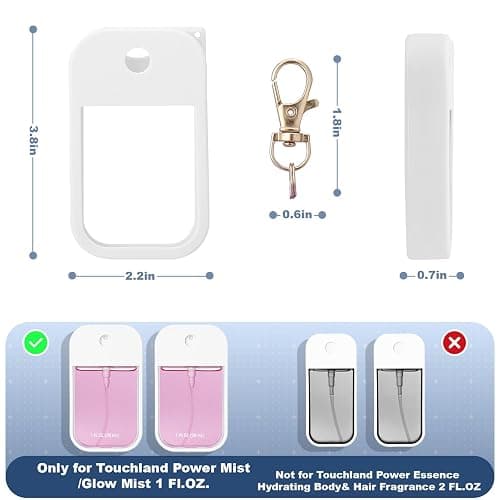 Palksky Hand Sanitizer Spray Case for Touchland,Silicone Case with Keychain for Power Mist and Glow Mist1 fl oz(White),Travel Size thumbnail 6