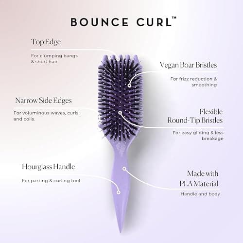 Bounce Curl Volume EdgeLift Brush, 5-in-1 Tool for Volumized Waves, Curls & Coils - Purple thumbnail 4