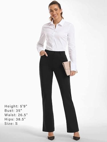 Stelle Women 28"/30"/ 32" Bootcut Dress Pants Business Casual Work Pants with Pockets Pull On Regular Slacks for Office thumbnail 7