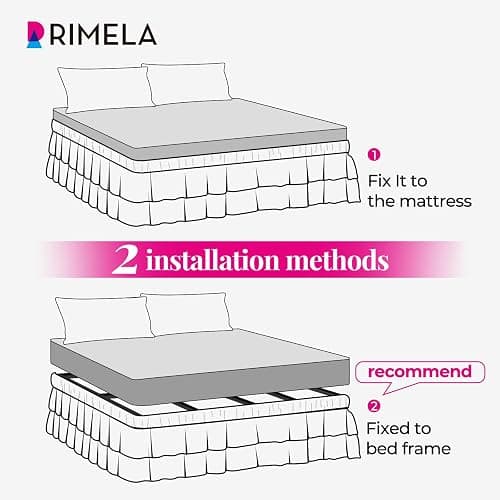 RIMELA Ruffle Bed Skirt White Queen 16 Inch Drop, Elastic Wrap Around Bed Skirting Queen Size, Easy to Install Dust Ruffle, Machine Washable Soft Fabric, Multi Ruffle Bedskirt thumbnail 7