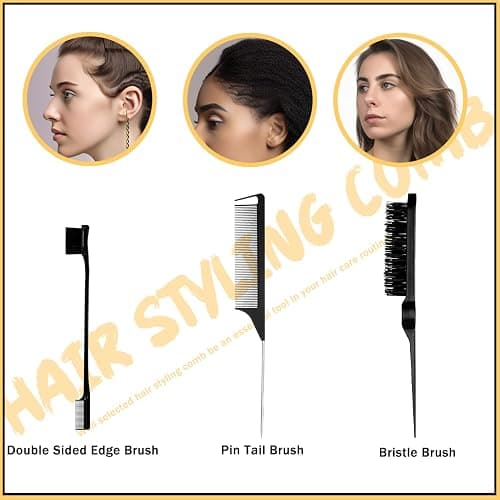 SPRINGSUGAR 5 Pcs Hair Wax Stick for Flyaways Edge Control Slick - Styling Tools Includes , Finishing , Comb, Gel for Fly Away for Women thumbnail 5