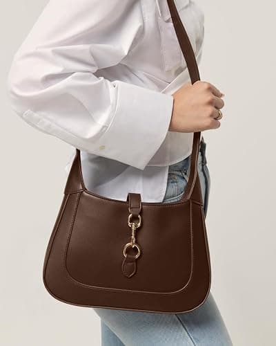 Shoulder Bag for Women - Small Shoulder Purses - Top Handle Structured Handbags - Adjustable Strap Vegan Leather thumbnail 4