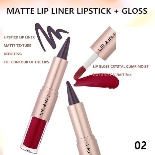 MiaSarah Brown Back Lip Liner and Gloss Set, Plumping Lipgloss Lip Combo Sets for Black Women,Lip Kit with Lip Liner and Gloss, Long Lasting High Pigmented Lip Kit, Waterproof Lip Combo Makeup #2 thumbnail 3