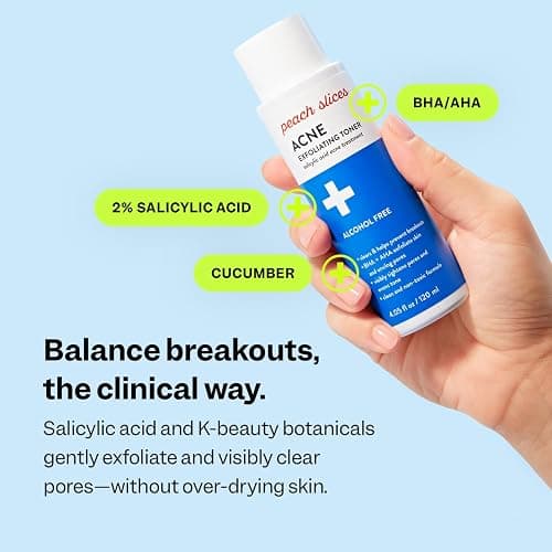 Peach Slices - Acne Exfoliating Toner (4.05 oz) - 2% Salicylic Acid Acne Treatment - Clear & Prevent Breakouts - Lactic & Glycolic Acid - Cucumber - Vegan, Cruelty Free, Korean Skin Care & Beauty thumbnail 3
