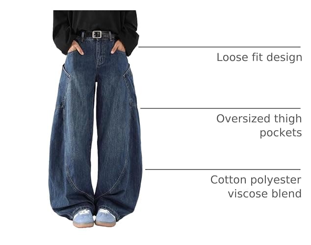 Nutriangee Men's Baggy Barrel Wide Leg Jeans for Men Women Loose Fit Streetwear Y2k Hip Hop Denim Pants thumbnail 4