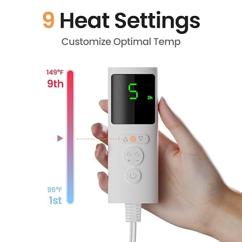 GYENNO Heating Pad for Back, Neck, Shoulders & Period Cramps, 9 Heat Settings, Auto Shut-Off, Rapid Heating, 12''24'', Velvet-like Fabric, Moonlit Velvet thumbnail 4