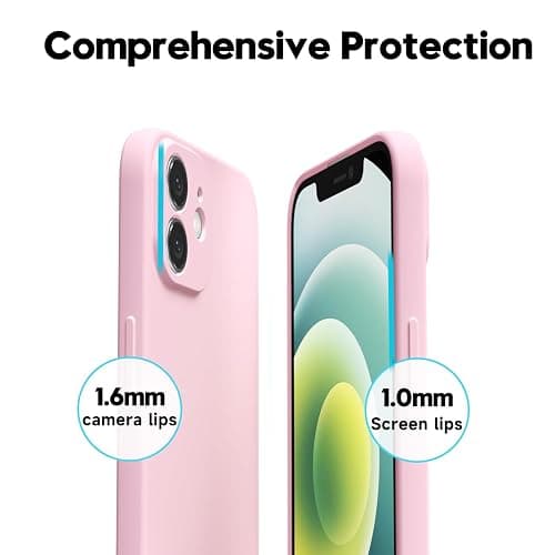 Svaove for iPhone 12 Phone Case Liquid Silicone, Thin Ultra Slim Minimalist Phone Cover, Girly Cute Plain Bright Solid Color Matte Soft Rubber Jelly Gel Plastic TPU Bumper, Light Pink thumbnail 5