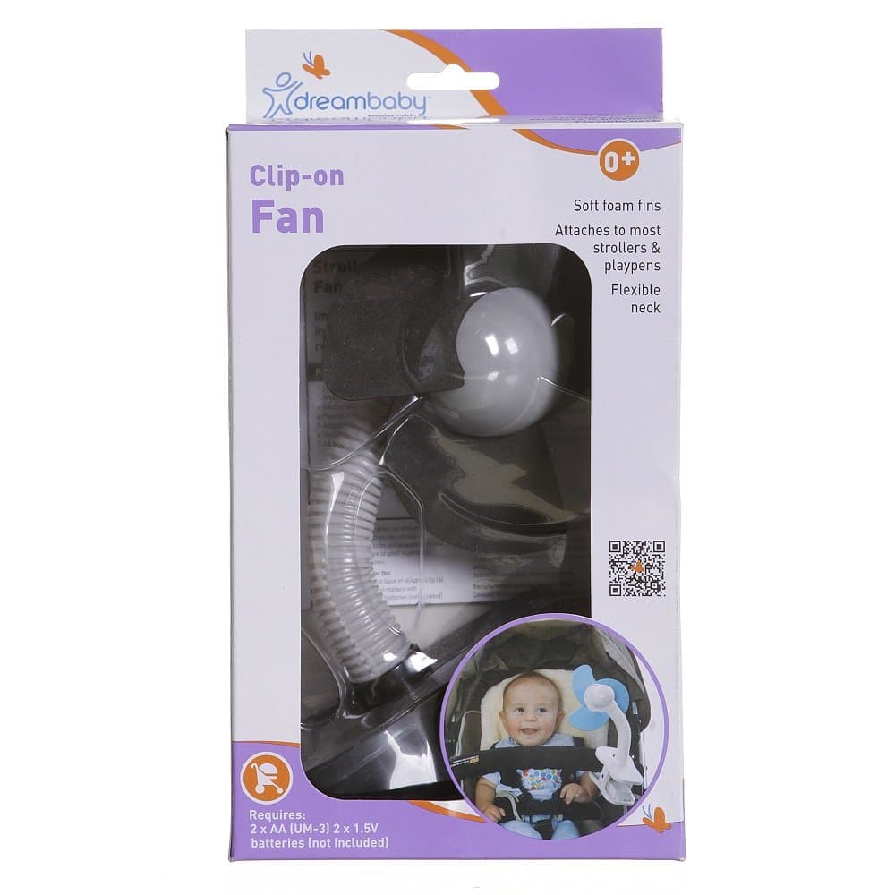 Dreambaby Clip-On Baby Stroller Fan - Portable Handheld Mini Fan with Soft Foam Fins - Ideal for Prams, Strollers, Wheelchairs, Desk & Tables - Black thumbnail 2