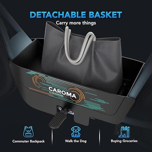 Caroma Peak 1200W Electric Scooter with Seat, 16" Fat Tire Electric Dirt Bike, Max 30Miles Ranges, Top Speed 20Mph, Electric Motorcycle Mini Bike with Basket for Pets & Cargo, UL 2272 Certified thumbnail 7