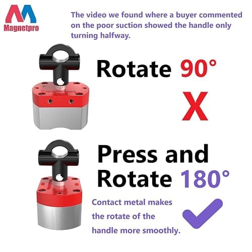 Magnetpro Multipurpose Switch Magnet, 220 LB Pull-Off Force Switchable Magnetic System, On/Off Magnet for Lifting, Working&Welding Positioning, Liquid Filtration, Automation, Metal Separation thumbnail 3