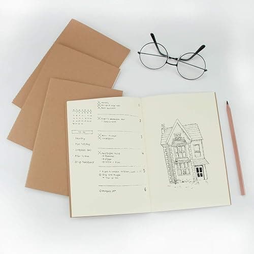 VEESUN Set de 10 Cahiers, Format A5 Journal à Couverture Kraft Souple 5 Lignés et 5 Blanc 60 Pages Carnet de Notes Carnet Dessin Bloc Notes pour Bureau Agenda L'école L'écriture Garçons Filles thumbnail 5