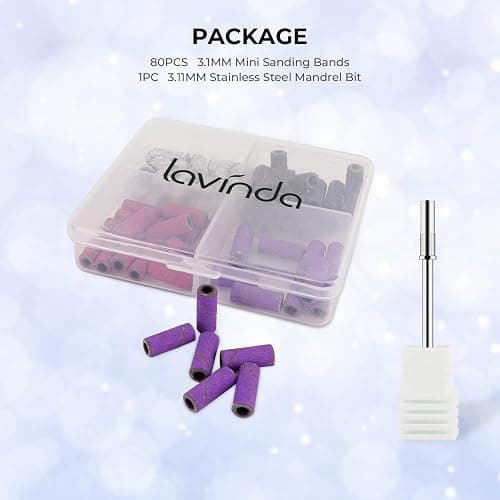 Lavinda Nail Drill Bits 80#120#180#240# Small Sanding Bands for Nail Drill 4 Color Electric File Nail Sanders with 3/32" Mandrel Bit for Manicure & Pedicure 80 Piece (Multicolor) thumbnail 8