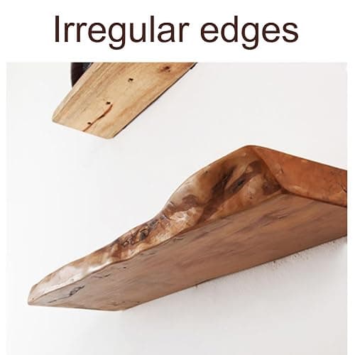 Log Natural Edge Shelf, Partition Wall Mounted Shelf, Solid Wood Shelf Organizer, Solid Wood, Irregular Edge, Thickened Planks, Simple Style, Suitable for B&B, Home(Brown,40 * 25 * 2.5cm) thumbnail 3