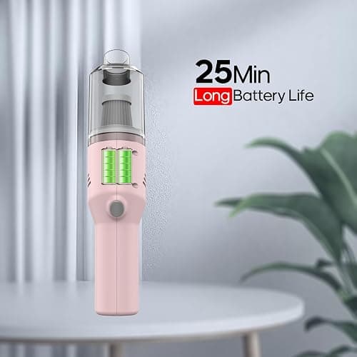 Mini Handheld Vacuum for Home&Car, Cordless Portable Rechargeable Pink | Quick Cleanups, Tight Spaces, USB-C Rechargeable, Easy Storage, Office, Cup Holders, Seat Gaps, Window Tracks thumbnail 5