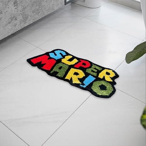 Luxape Mario Rug - Hypebeast Room Decor - Handmade & Premium- 35in (90cm) - Anime bathmat - Designer Rugs - Aesthetic Room Decor - Cute Room Decor Coquette bathmat Decor thumbnail 2