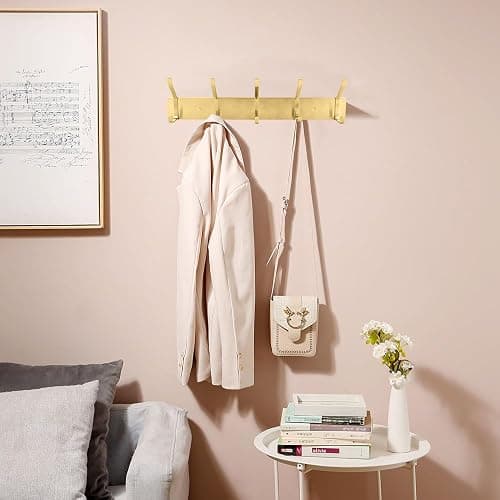 BLOCE Coat Rack Wall Mount, Stainless Steel Coat Hanger Wall Mount, 14 Inch Hat Rack Holder for Wall, Key Holder Purse Racks, Towel Rack for Bathrooms (2, Gold) thumbnail 4
