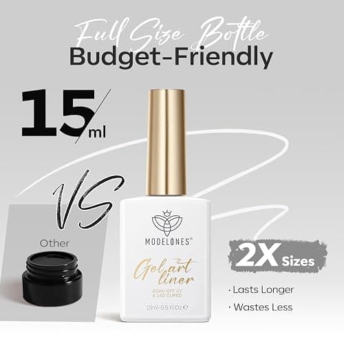 modelones White French Tip Liner Gel Polish 15ml with Precision Brush | High-Pigment Color Nail Art Gel Paint Crisp Swirl Fine Line Design Beginner Friendly Long Lasting Soak Off U V Cure Manicure thumbnail 6