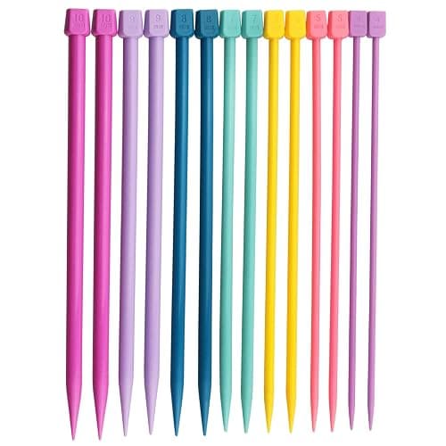 ITROLLE Knitting Needle 14PCS 4mm 5mm 6mm 7mm 8mm 9mm 10mm Colourful Single Pointed Knitting Straight Pins - Image 1