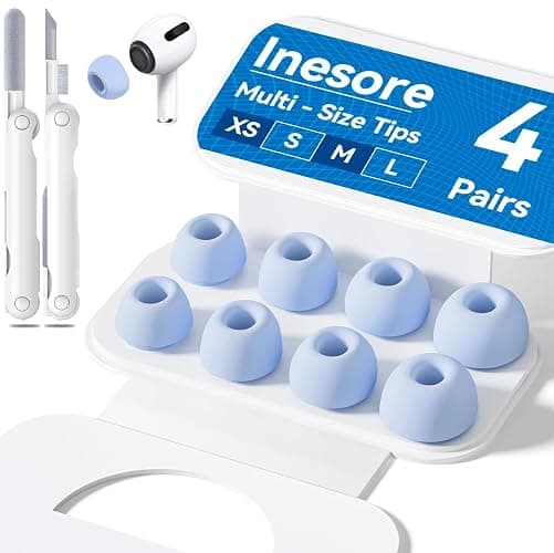 4-Pair Replacement Ear Tips for AirPods Pro 2nd/1st Generation with Portable Storage Box,Noise Reduction Holewith & Built-in dust Guard Screen,Silicone Ear Tips for Apple AirPods Pro (s-Blue) - Image 1