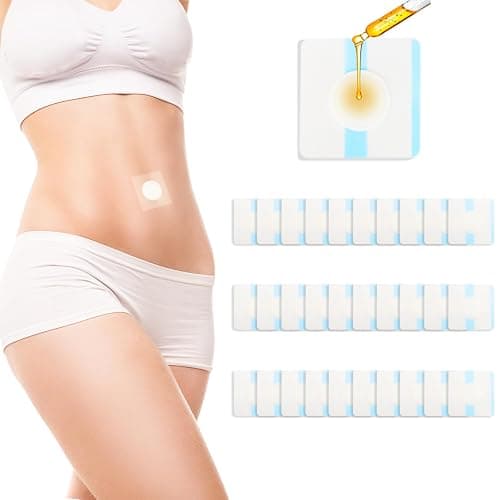 30Pcs Castor Oil Patches for Belly Button, Castor Oil Pack Wrap, Self-Adhesive Disposable Leak-Proof Organic Cotton Pads, Oil Absorbent PU Film Patch for Skin Care, No Castor Oils Included - Image 1