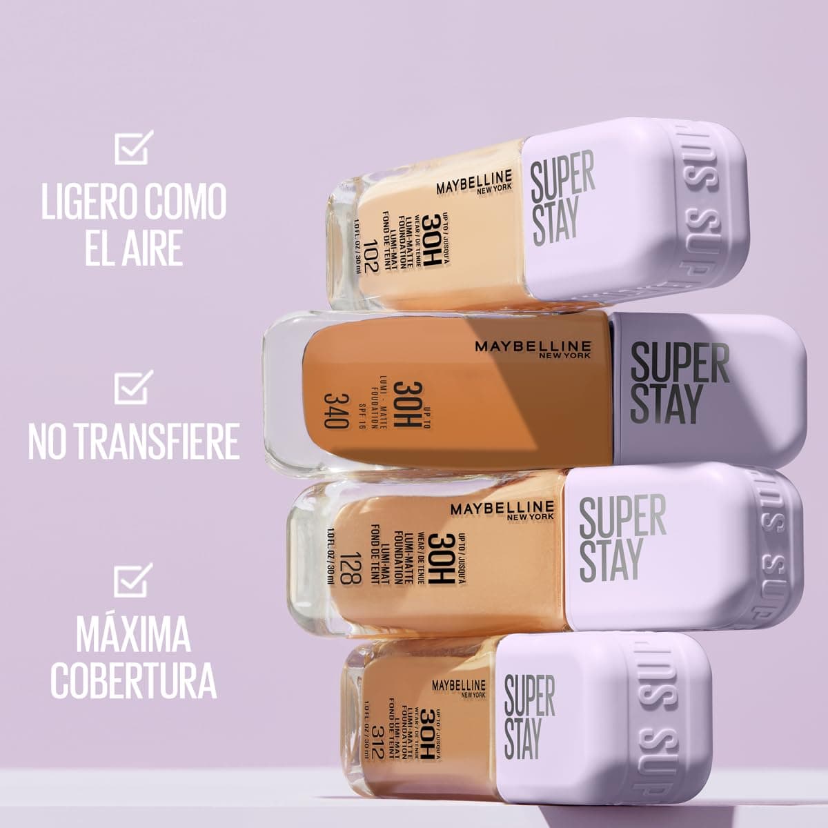 Maybelline Base de maquillaje líquida Superstay Lumi Matte Tono 220, 40ml - Efecto mate luminoso hasta por 30H, fórmula ligera de larga duración a prueba de agua y sudor, cobertura media a alta - 220 thumbnail 4