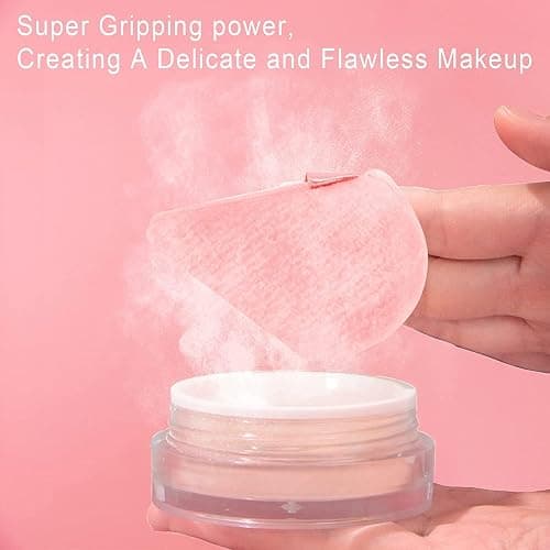 EVAOUXIU Triangle Powder Puff, 2 Pcs, Pink | Soft Plush, Velour, For Face & Setting Powder, Foundation Blender Sponge thumbnail 3