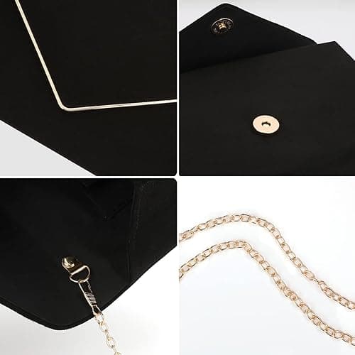BBjinronjy Clutch Purse for Women Evening Bags Handbags for Wedding Party Cocktail Prom Faux Suede Crossbody Shoulder Bag thumbnail 4