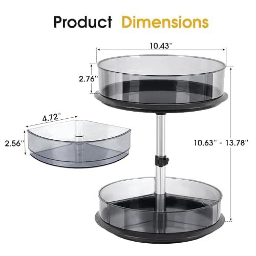 2 Tier Medicine Cabinet Organizer, Rotary Turntable Organizer for Medicine and Vitamin Bottles, Under Sink Organizer for Medicine, Bathroom Cabinet Storage, Tray has Removable Dividers, Easy Assembly thumbnail 2