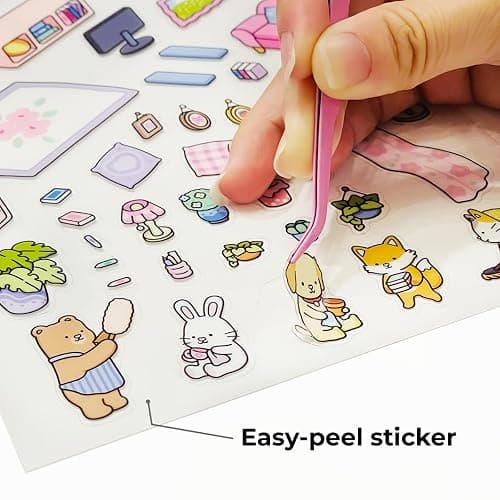 Fuzzy Friends Coloring Book with 2 Sets of Miniature Sticker Scenes for Adults & Teens thumbnail 6