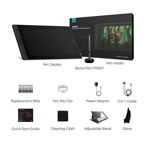 HUION KAMVAS Pro 16 Drawing Tablet with Screen, 15.6 inch Pen Display Anti-Glare Glass 6 Shortcut Keys Adjustable Stand, Graphics Tablet for Drawing, Writing, Design, Work with Windows, Mac and Linux thumbnail 9