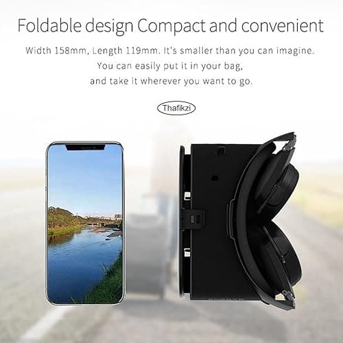 VR Headset for Phone, VR for Movies & Games Foldable 3D Virtual Reality Glasses Bluetooth VR for iPhone/Android Phones with 4.7-6.5’’ Screens, Great for Kids and Adults (Black) thumbnail 7