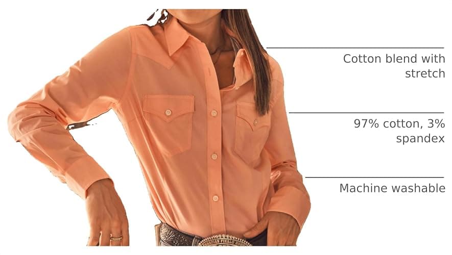 Wrangler Women's Retro Long Sleeve Cool Blue Solid Western Shirt thumbnail 4