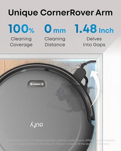 eufy C10 Robot Vacuum Self Emptying, 8 Weeks Hands Free, Advanced Smart Mapping with LiDAR Navigation, 2.85-Inch Slim Design, Powerful Suction, Edge Expansion Brush for Pet Hair thumbnail 4