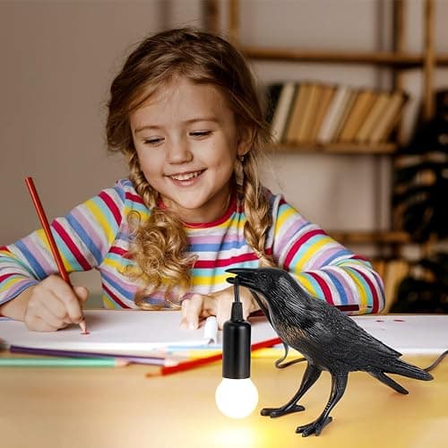 Shandaglo Crow Lamp Raven Table Lamp with Bulb, Crow Light - Gothic Halloween Decor for Bedside Bedroom Living Room Decor thumbnail 4