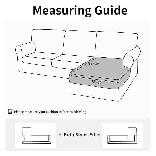 Easy-Going Stretch Sectional Couch Covers 1 Piece Chaise Lounge Slipcover L Shape Separate Cushion Couch Seat Chaise Cover for Both Left/Right Sectional Couch Chocolate thumbnail 2