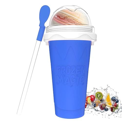 Jairuty Slushie Maker Cup, Quick Frozen Magic Cups for Homemade Milk Shake Ice Cream Maker, Double Layer Squeeze Slushy Maker Cup, Birthday Gifts for Kids,Friends,Family (Bule) - Bule - 350ML - Image 1