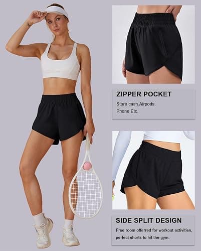 BMJL Women's Running Shorts Elastic High Waisted with Pockets, 2.5" Sporty Workout Quick Dry Athletic Shorts thumbnail 5