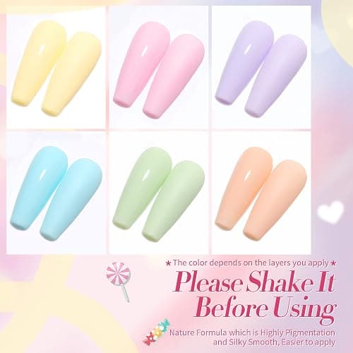 Born Pretty Pastel Gel Nail Polish Set Spring Summer Gel Polish Macaron Candy Sweet Color Gel Polish Easter Soft Pink Yellow Purple Blue Green Colors Collection Nail Art Gift Box 7ML 6PCS thumbnail 2