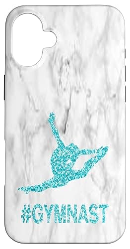 Aqua Blue Teal Gymnast Gymnastics Design for Girls Teens Case for iPhone 16 Plus - Image 1